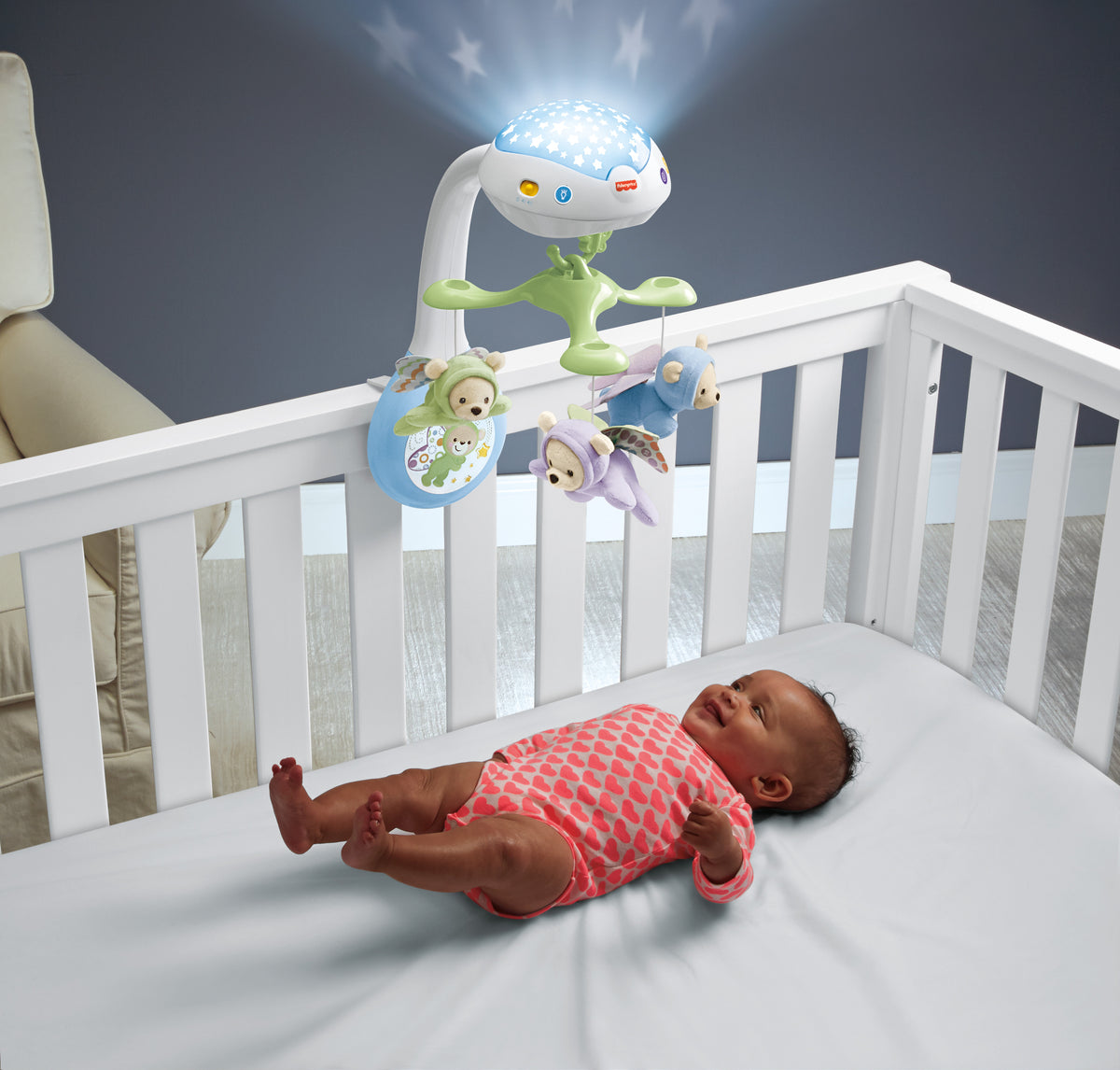 Fisher-Price Kelebekli Rüyalar Dönence, Sevimli Arkadaşlar ve Işık Gösterisi ile Rahatlatır CDN41