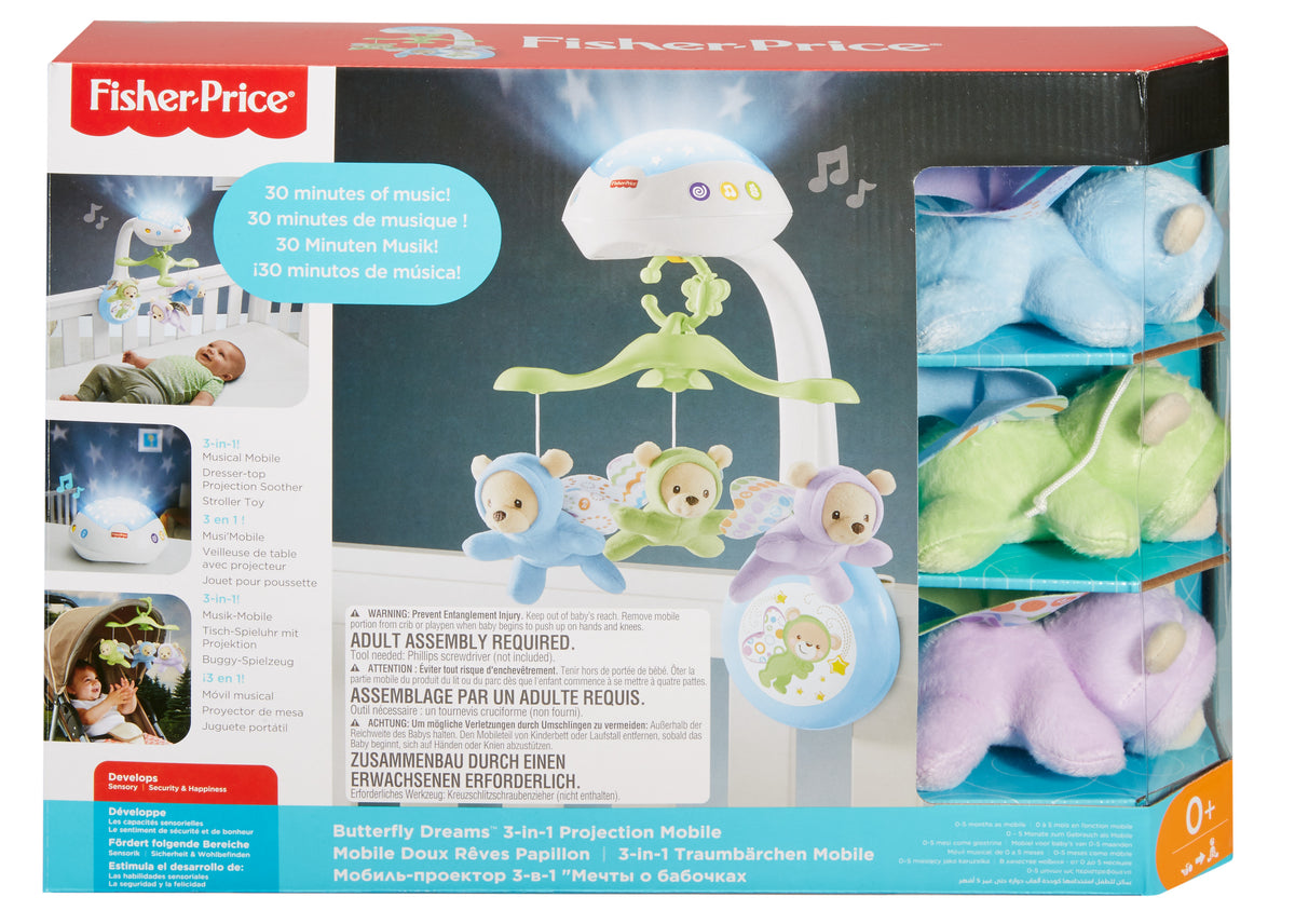 Fisher-Price Kelebekli Rüyalar Dönence, Sevimli Arkadaşlar ve Işık Gösterisi ile Rahatlatır CDN41