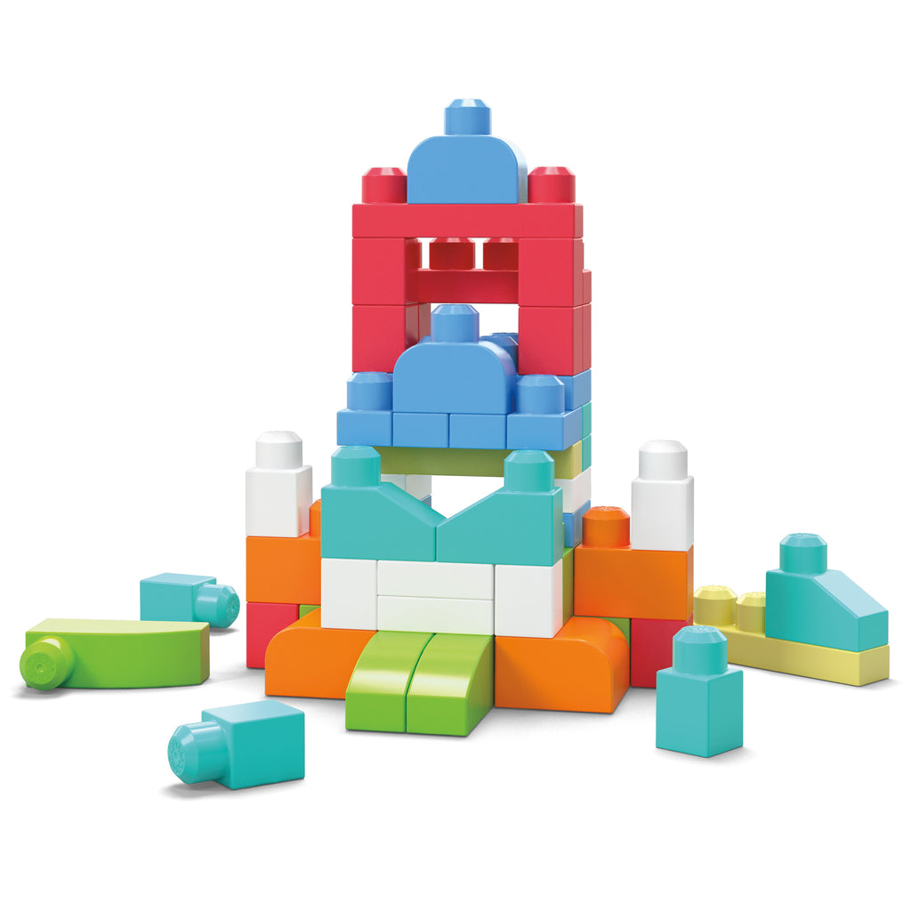 Mega Bloks 60'lı Blok Torbaları (Mavi/Pembe), Büyük Boyutlu Bloklar, 1 Yaştan İtibaren Uygun, Doğa Dostu Saklama Çantası Dahil, CYP67