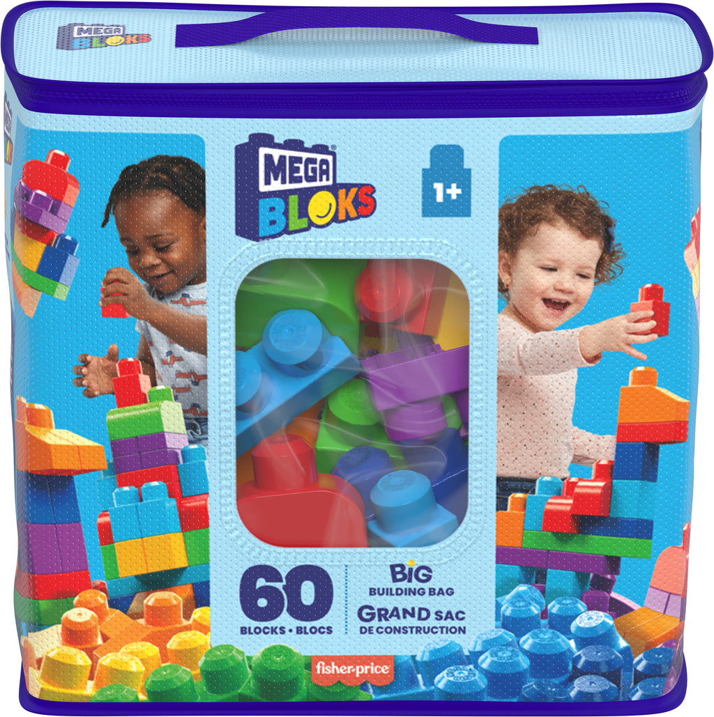 Mega Bloks 60'lı Blok Torbaları (Mavi/Pembe), Büyük Boyutlu Bloklar, 1 Yaştan İtibaren Uygun, Doğa Dostu Saklama Çantası Dahil, CYP67