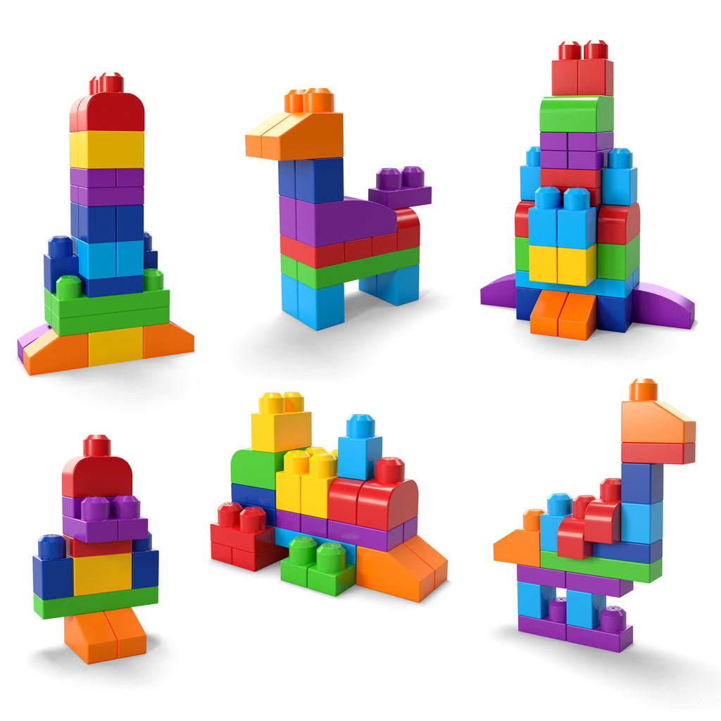 Mega Bloks 60'lı Blok Torbaları (Klasik-Mavi), Büyük Boyutlu Bloklar, 1 Yaştan İtibaren Uygun, Doğa Dostu Saklama Çantası Dahil, DCH55