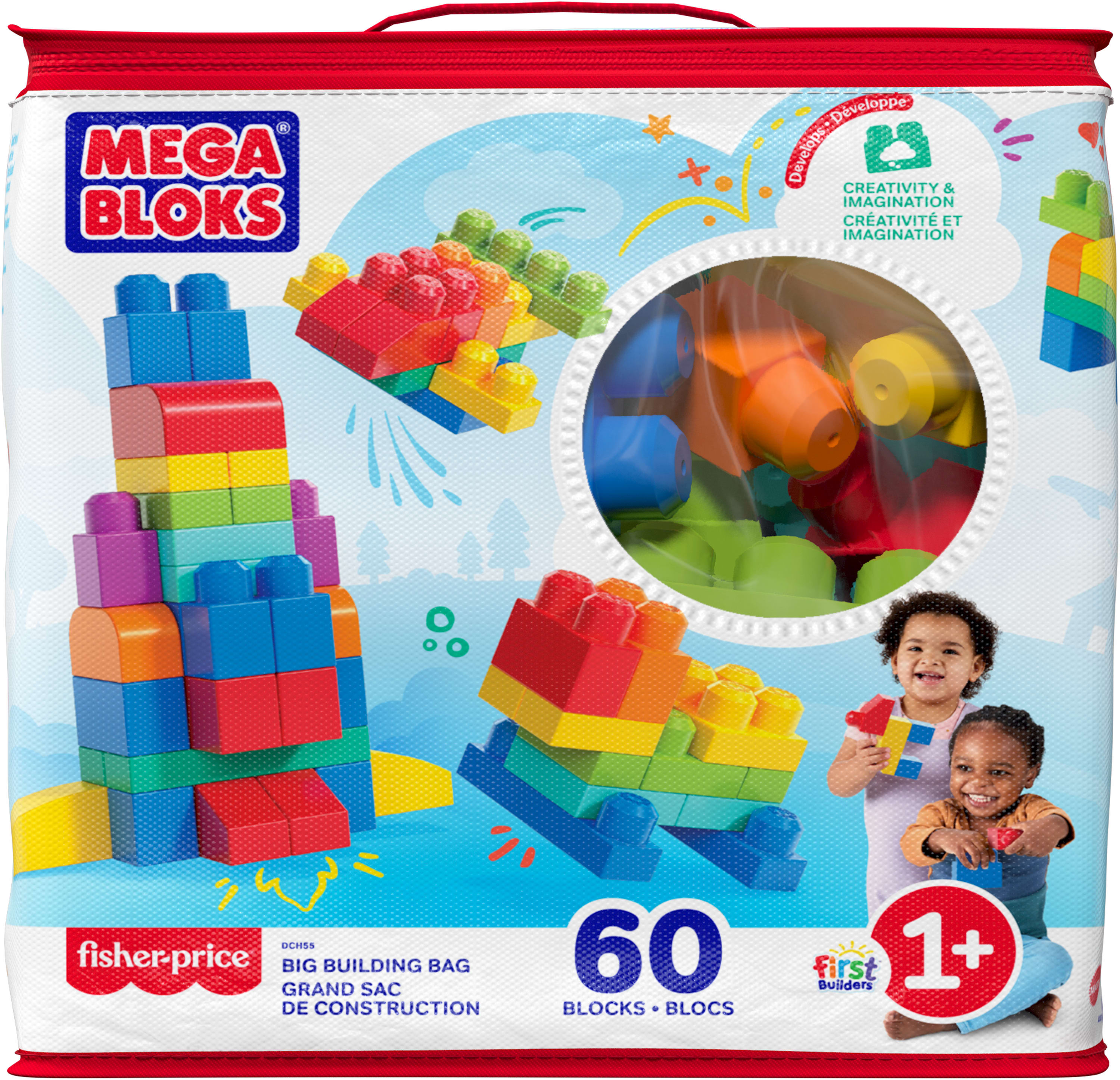 Mega Bloks 60'lı Blok Torbaları (Klasik-Mavi), Büyük Boyutlu Bloklar, 1 Yaştan İtibaren Uygun, Doğa Dostu Saklama Çantası Dahil, DCH55