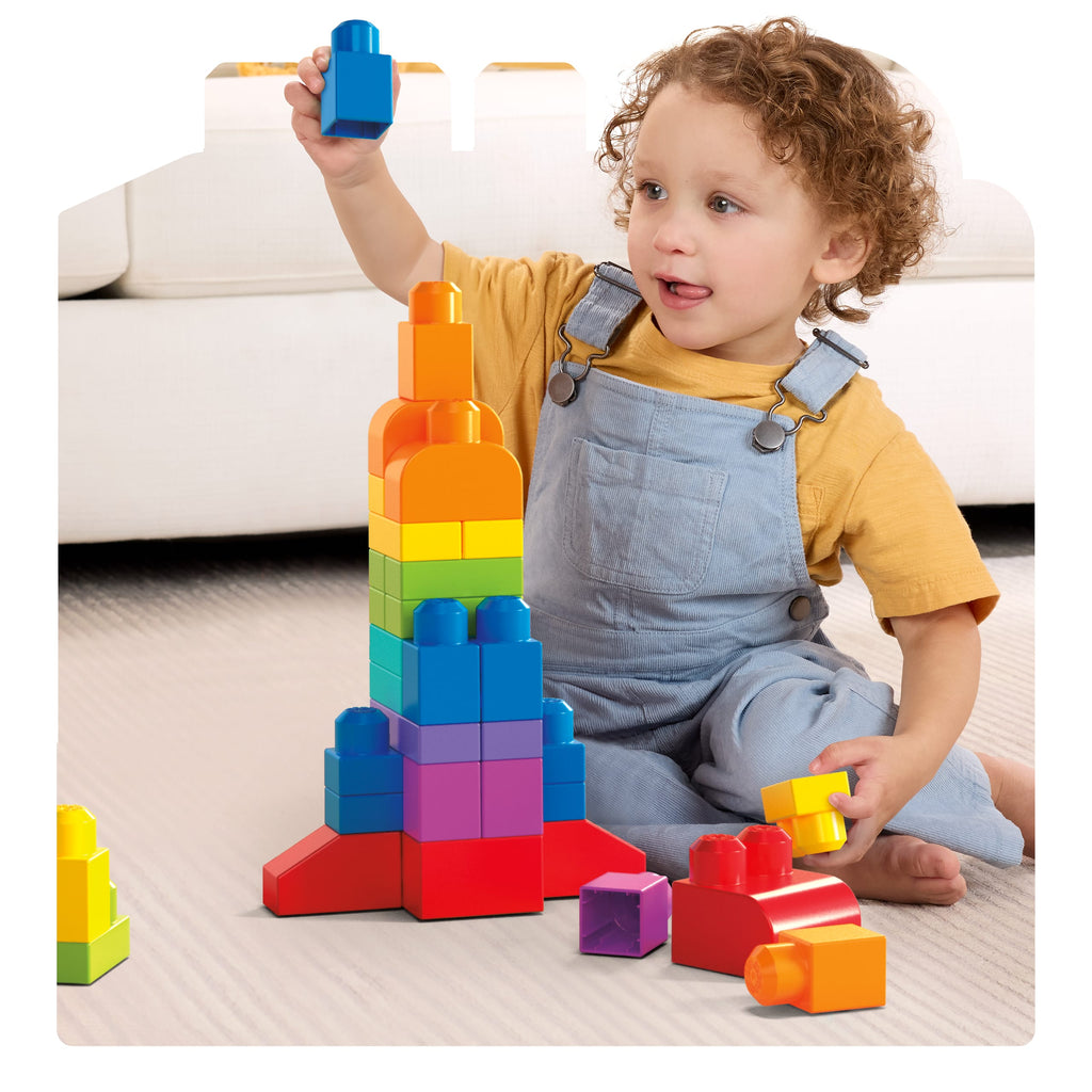 Mega Bloks 80'li Blok Torbaları (Klasik-Mavi), Büyük Boyutlu Bloklar, 1 Yaştan İtibaren Uygun, Doğa Dostu Saklama Çantası Dahil, DCH63