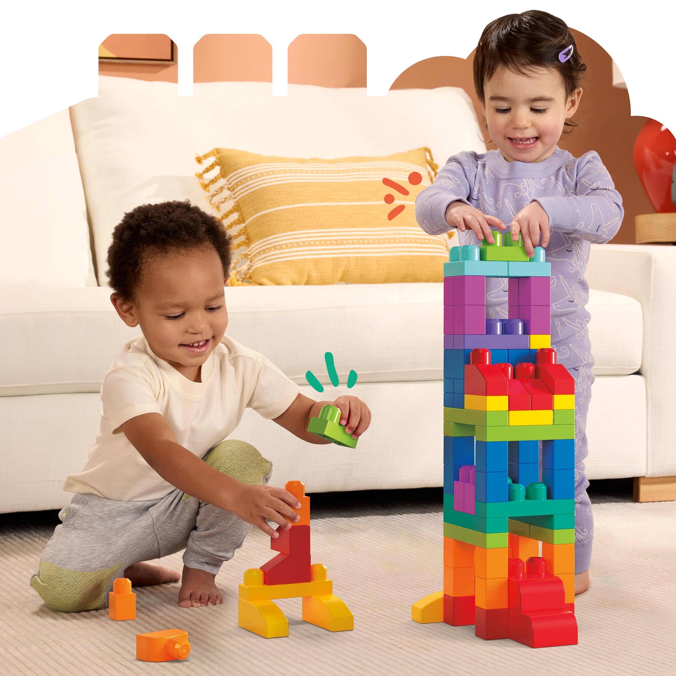 Mega Bloks 80'li Blok Torbaları (Klasik-Mavi), Büyük Boyutlu Bloklar, 1 Yaştan İtibaren Uygun, Doğa Dostu Saklama Çantası Dahil, DCH63