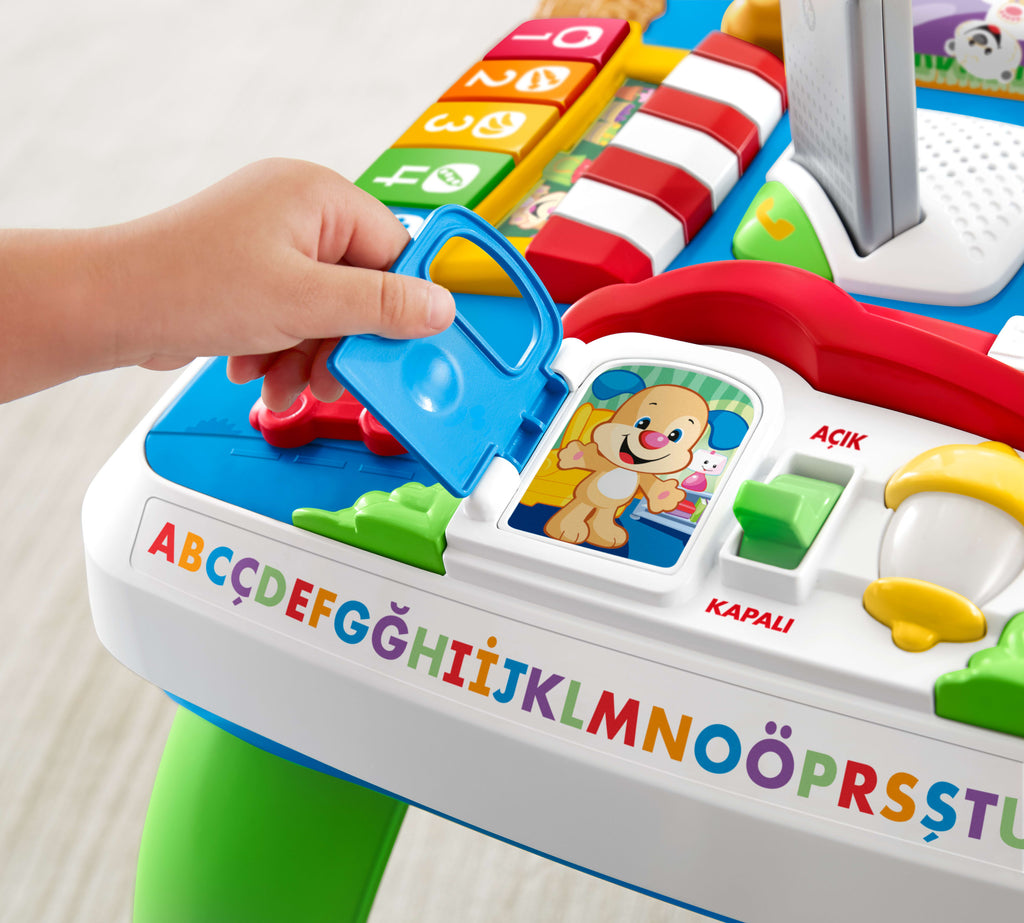 Fisher-Price Eğlen &amp; Öğren Yaşa Göre Gelişim, Eğitici Köpekçiğin Aktivite Masası (Türkçe ve İngilizce), Ayakta Durmaya Teşvik Eder, Işıklı, Sesli Oyunlar DRH44