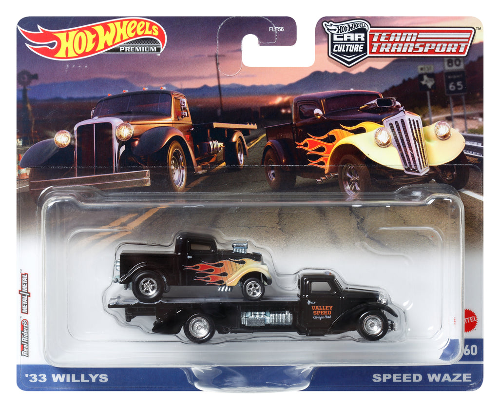 Hot Wheels® Team Transport kamyon ve yarış arabası, yarış koleksiyoncuları için hediye