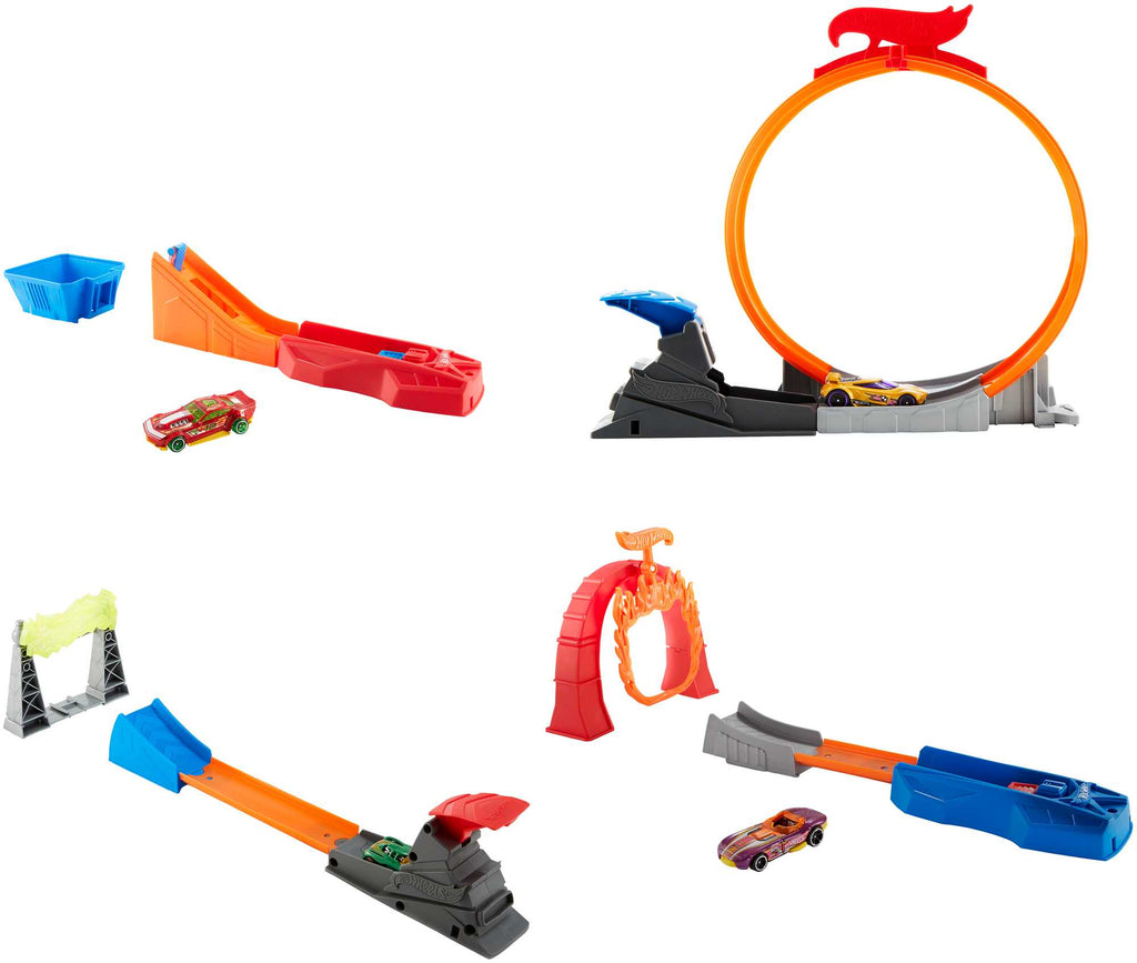Hot Wheels Akrobasi Atlayışı Yarış Seti, Turuncu Pist, Fırlatıcılı Oyun Seti, FTH79
