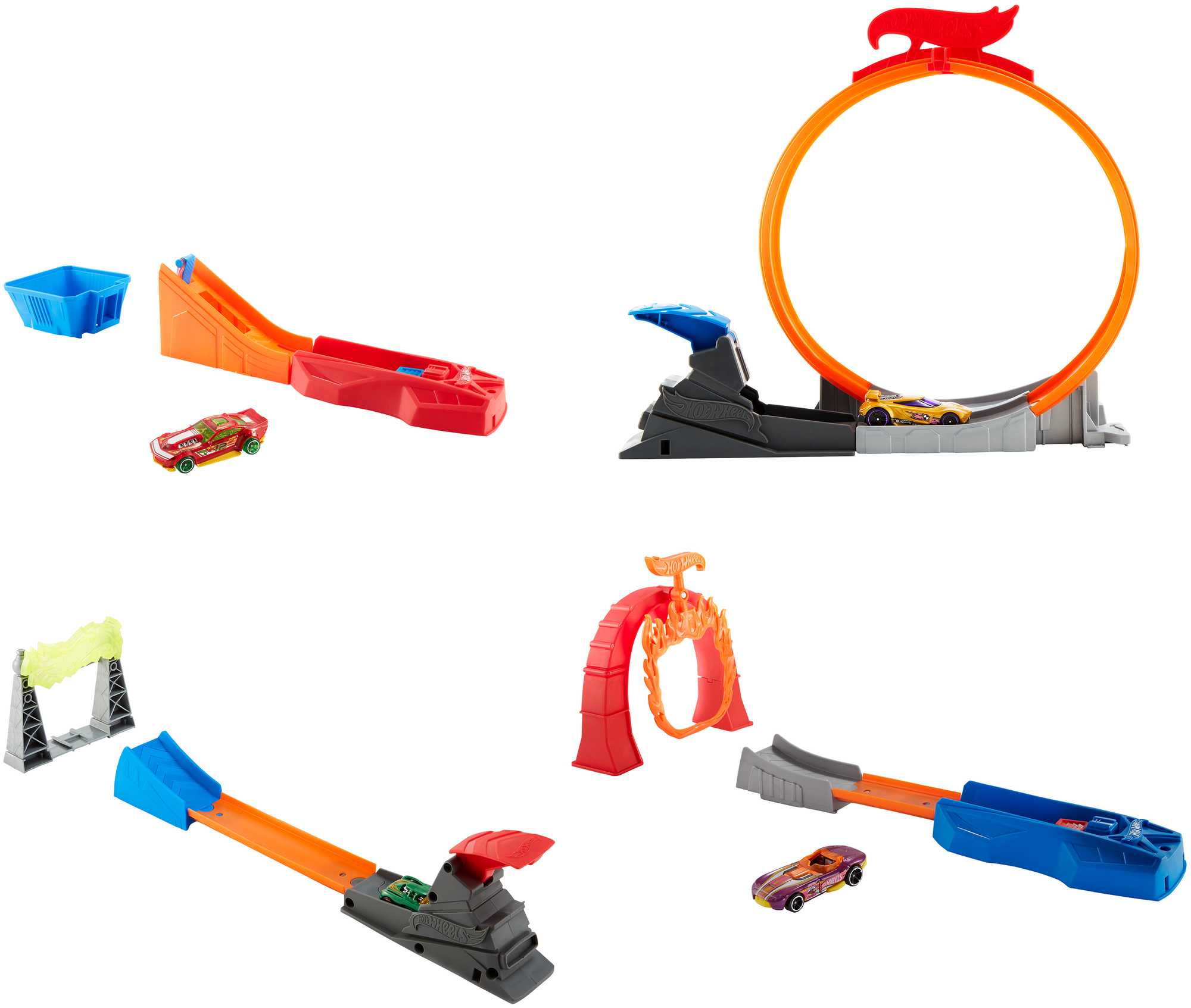 Hot Wheels Akrobasi Atlayışı Yarış Seti, Turuncu Pist, Fırlatıcılı Oyun Seti, FTH79