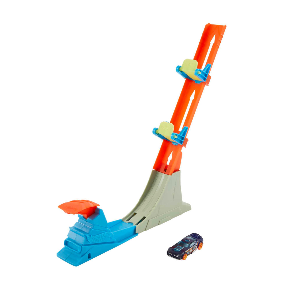 Hot Wheels Akrobasi Atlayışı Yarış Seti, Turuncu Pist, Fırlatıcılı Oyun Seti, FTH79