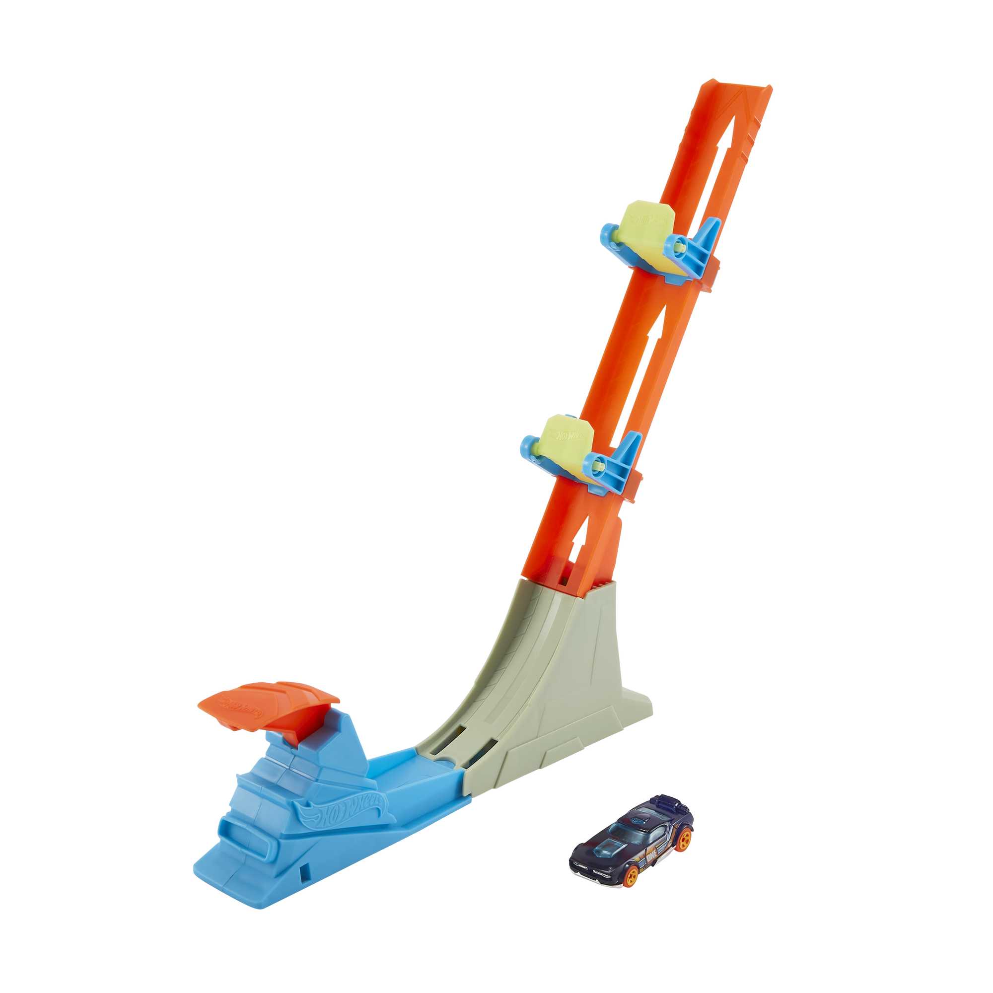 Hot Wheels Akrobasi Atlayışı Yarış Seti, Turuncu Pist, Fırlatıcılı Oyun Seti, FTH79