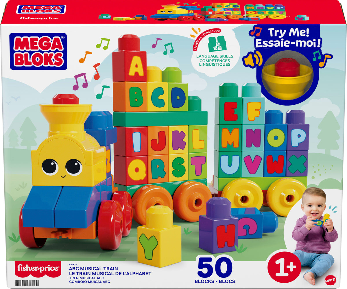Fisher-Price Mega Bloks Müzikli Alfabe Treni, Gerçek Sesler ve Müzik ile Harfleri Öğretir FWK22