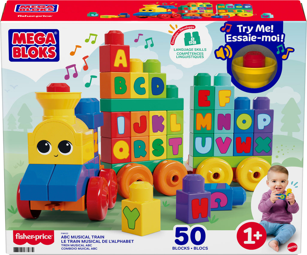 Fisher-Price Mega Bloks Müzikli Alfabe Treni, Gerçek Sesler ve Müzik ile Harfleri Öğretir FWK22