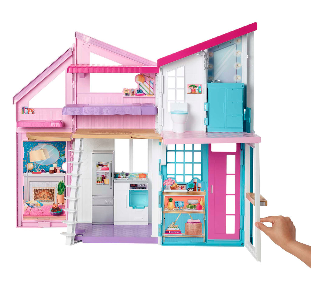 Barbie'nin Malibu Evi, Dönüşüm Özellikli, 25'ten Fazla Parçalı ve 2 Katlı Bebek Evi FXG57