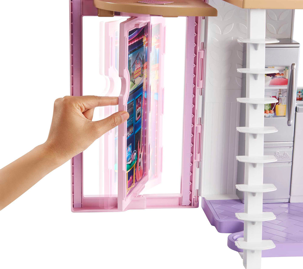 Barbie'nin Malibu Evi, Dönüşüm Özellikli, 25'ten Fazla Parçalı ve 2 Katlı Bebek Evi FXG57