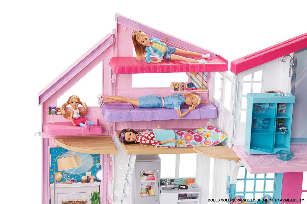Barbie'nin Malibu Evi, Dönüşüm Özellikli, 25'ten Fazla Parçalı ve 2 Katlı Bebek Evi FXG57
