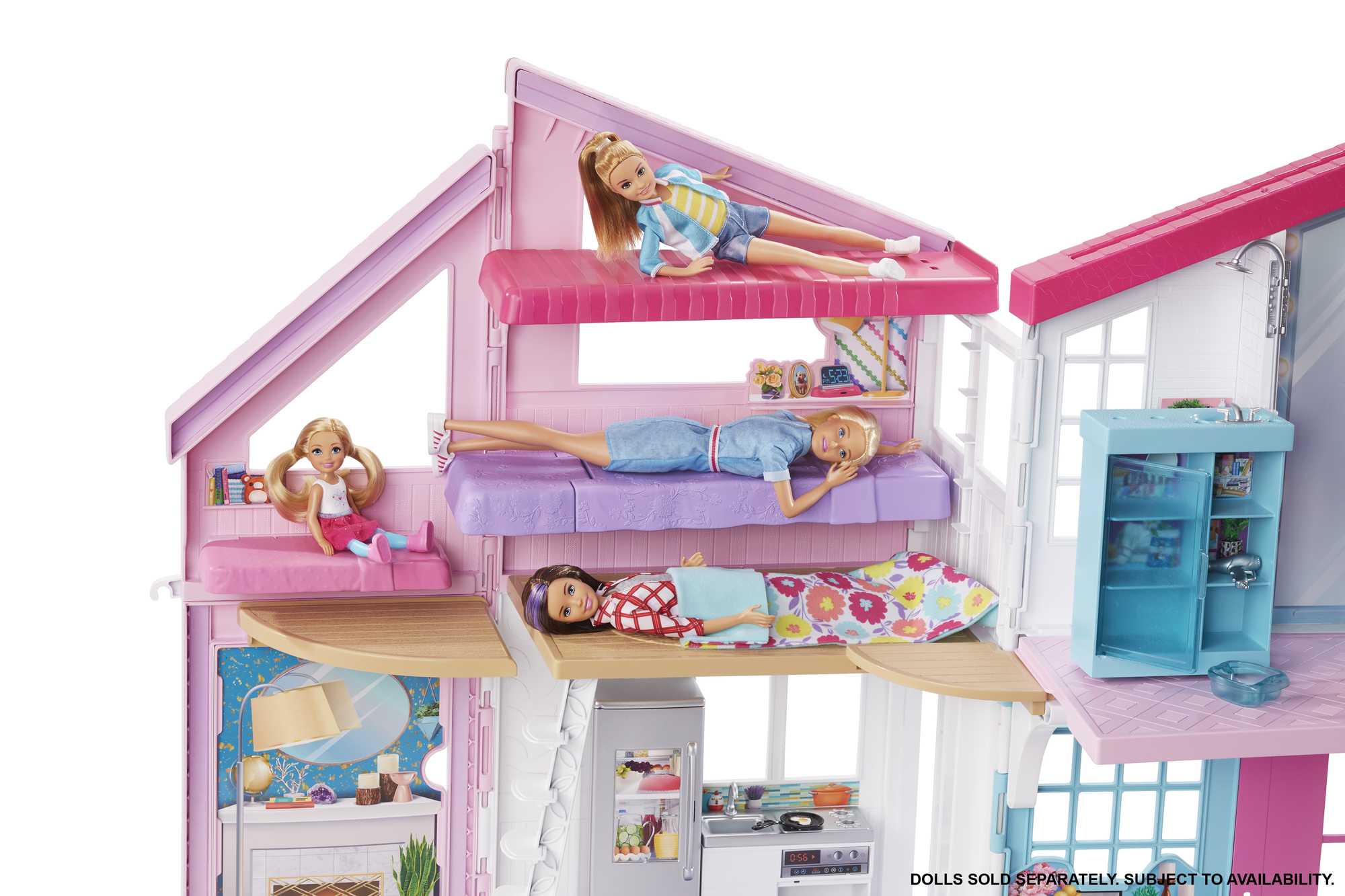 Barbie'nin Malibu Evi, Dönüşüm Özellikli, 25'ten Fazla Parçalı ve 2 Katlı Bebek Evi FXG57
