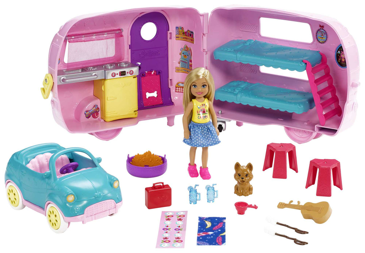 Barbie Club Chelsea Karavanı Oyun Seti, Chelsea'nin Yavru Köpeği ve Aksesuarlar FXG90