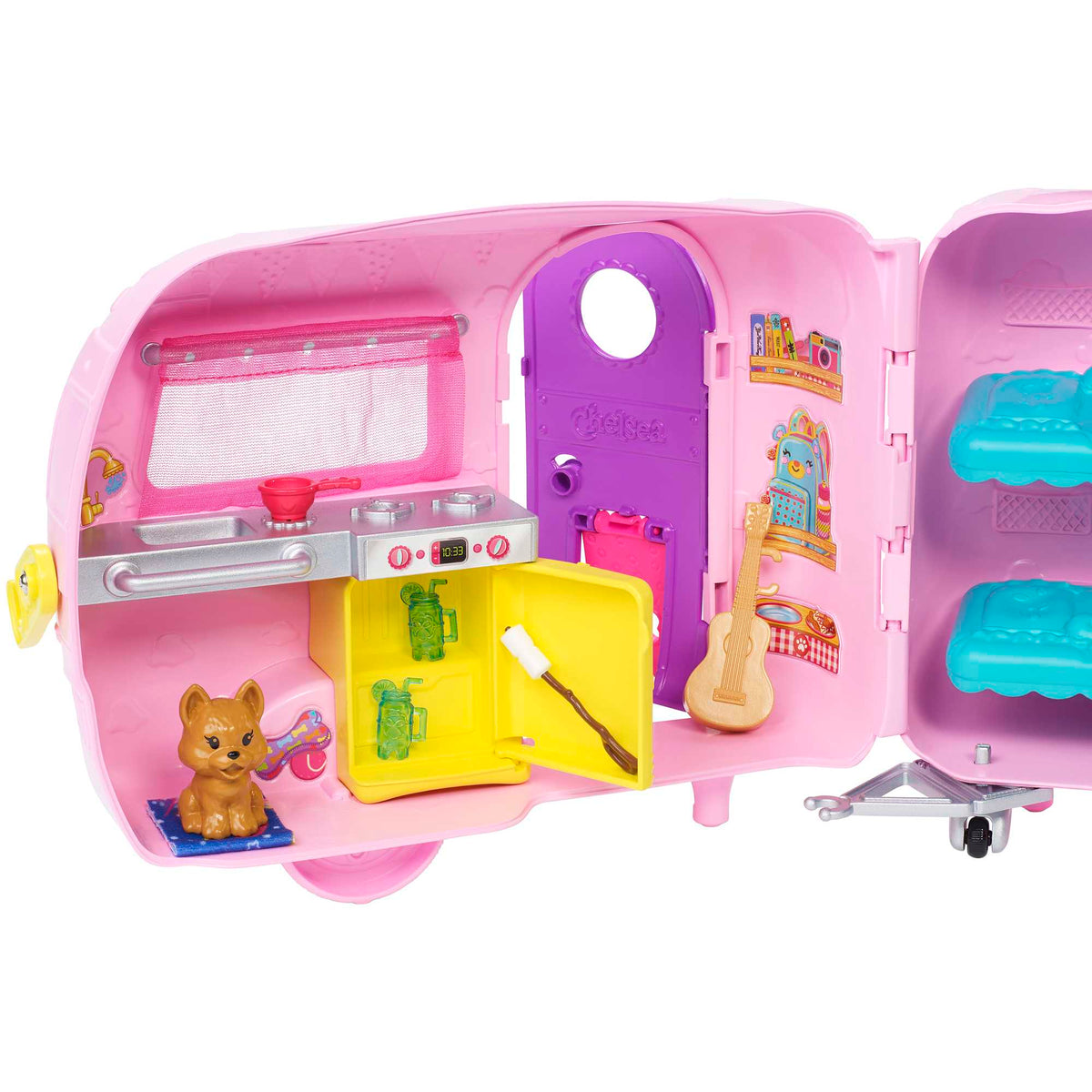 Barbie Club Chelsea Karavanı Oyun Seti, Chelsea'nin Yavru Köpeği ve Aksesuarlar FXG90