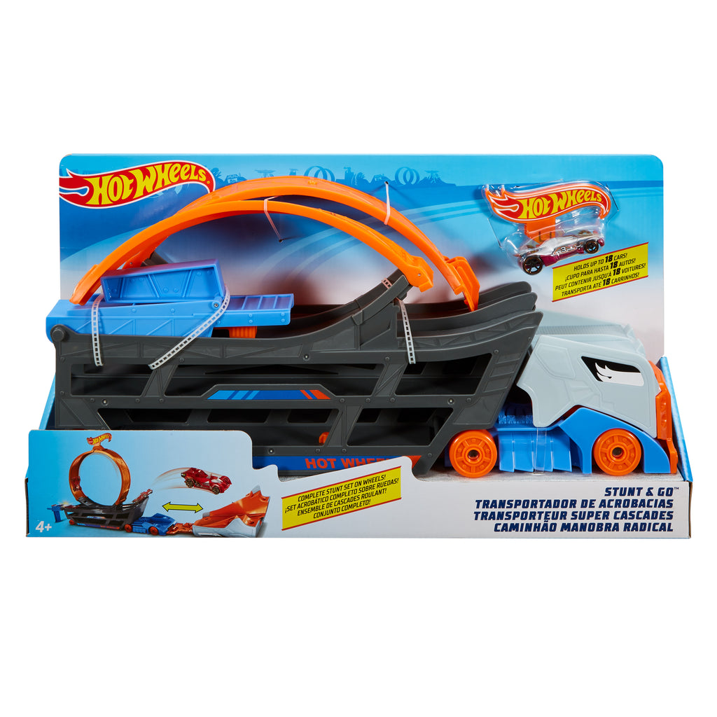 Hot Wheels Standlı Tır, 18 Araç Kapasiteli, Çemberli, Fırlatıcılı, GCK38