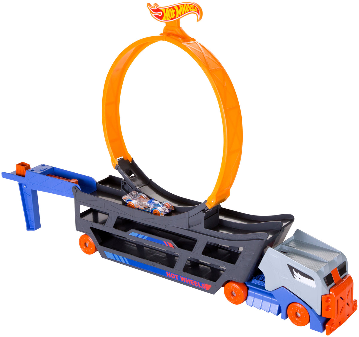 Hot Wheels Standlı Tır, 18 Araç Kapasiteli, Çemberli, Fırlatıcılı, GCK38