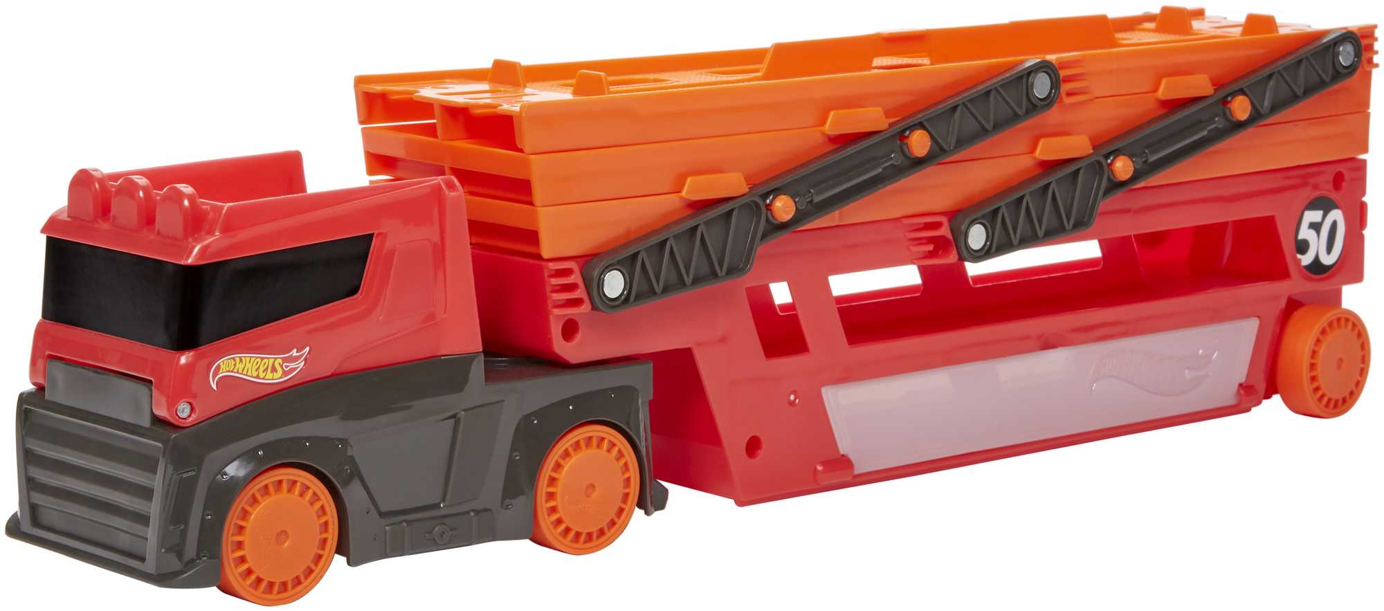 Hot Wheels Mega Tır Turuncu - 50 Araç Kapasiteli Rampalı Taşıyıcı GHR48