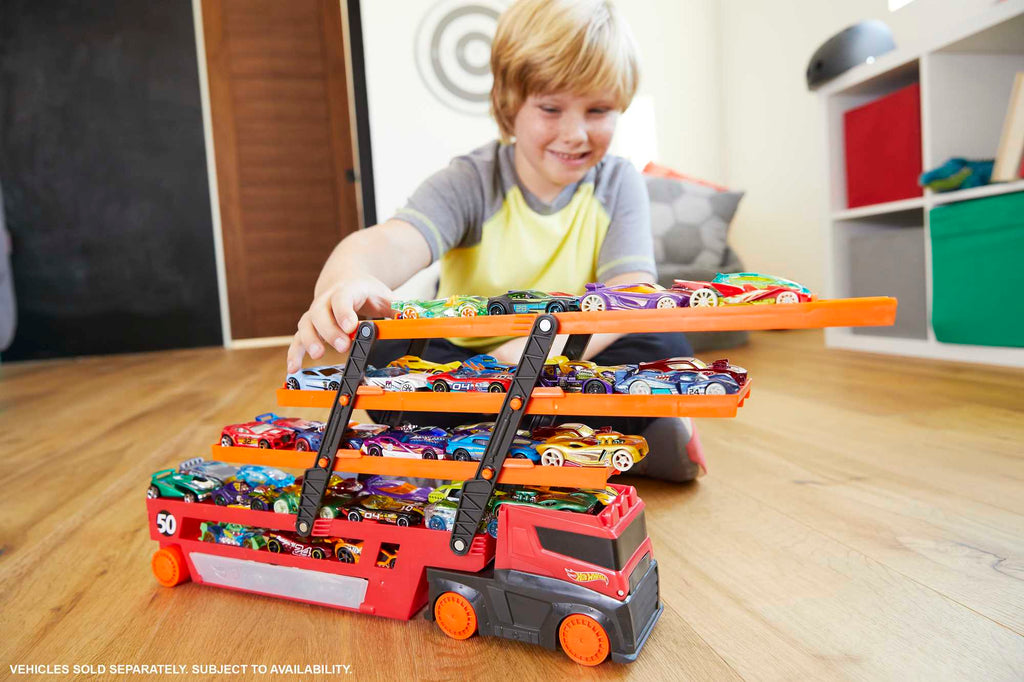 Hot Wheels Mega Tır Turuncu - 50 Araç Kapasiteli Rampalı Taşıyıcı GHR48