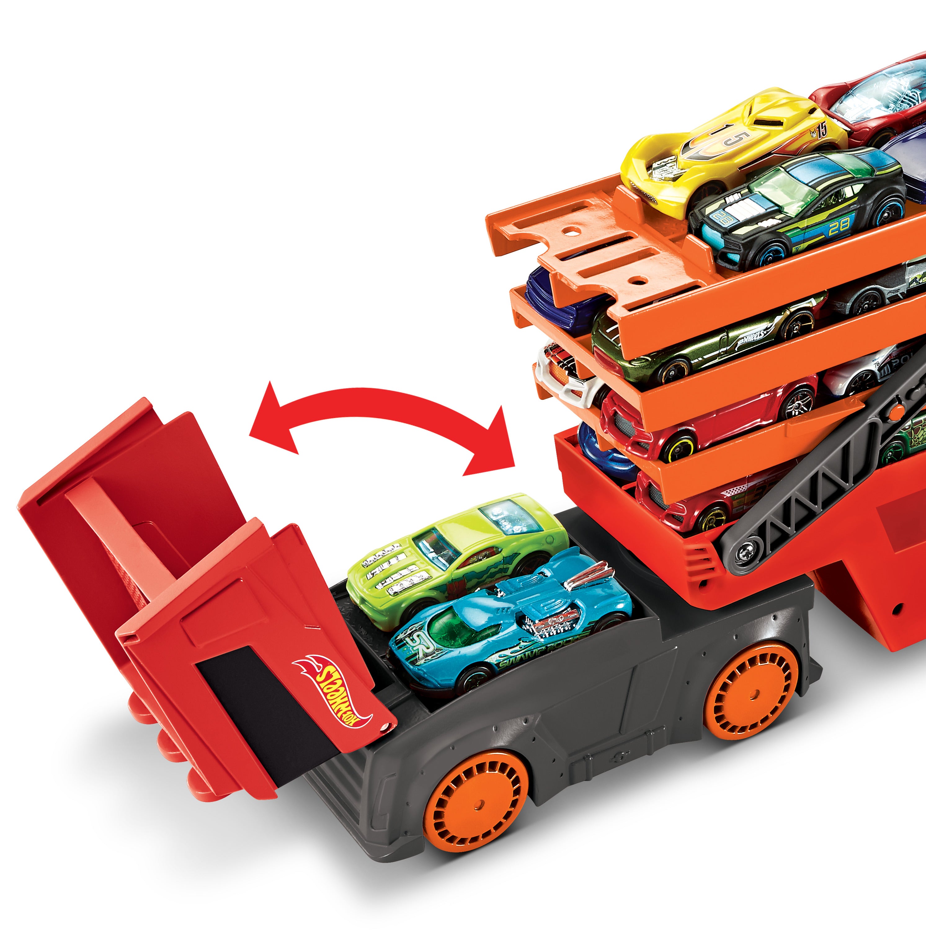 Hot Wheels Mega Tır Turuncu - 50 Araç Kapasiteli Rampalı Taşıyıcı GHR48
