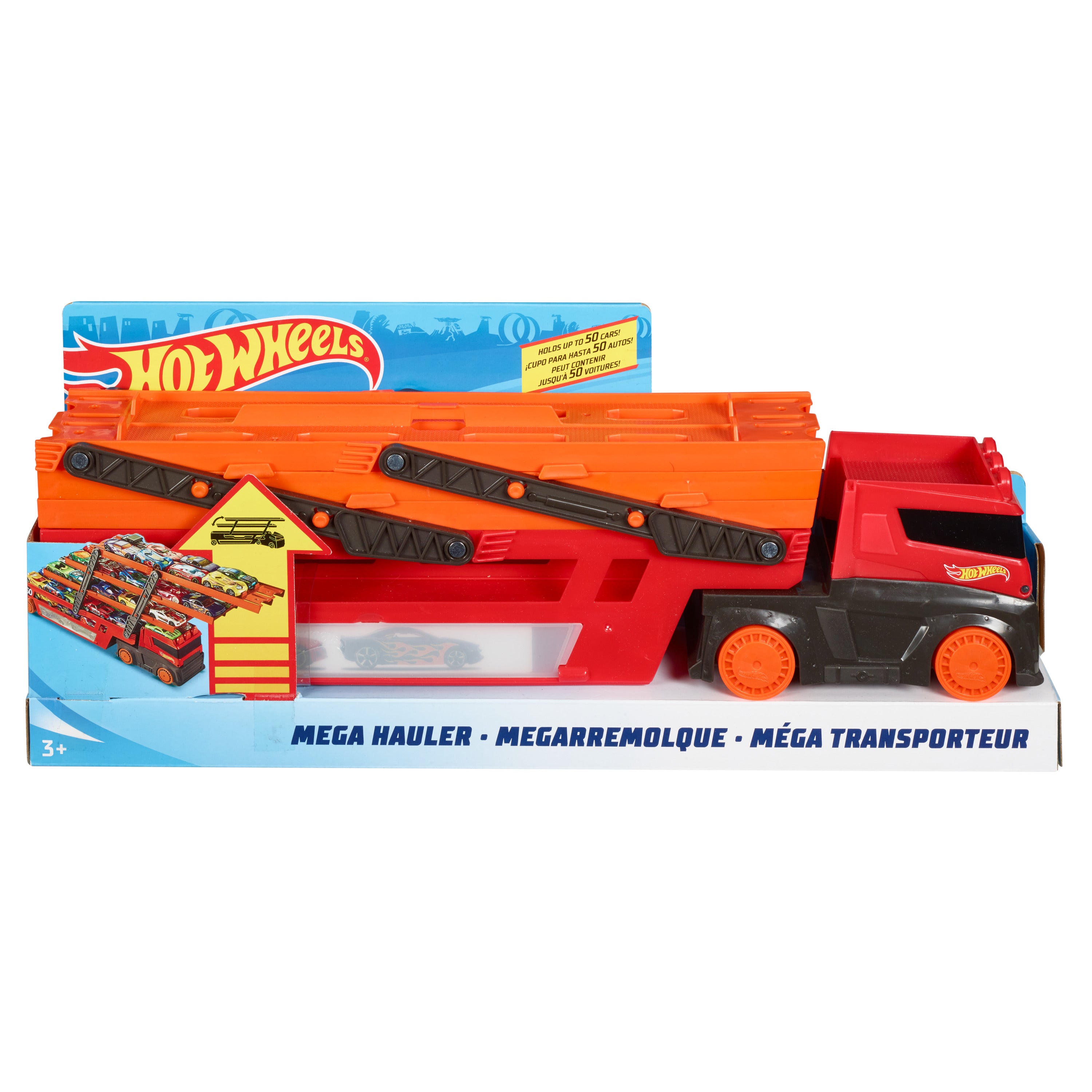Hot Wheels Mega Tır Turuncu - 50 Araç Kapasiteli Rampalı Taşıyıcı GHR48