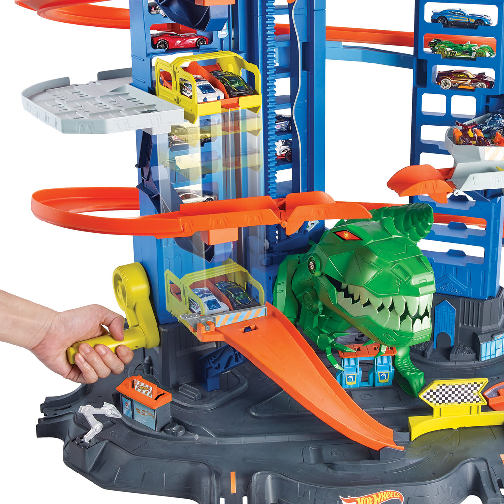 Hot Wheels Robotik T-rex Ultimate Garaj, 100'den Fazla Aracı Kolayca Saklayabilir GJL14
