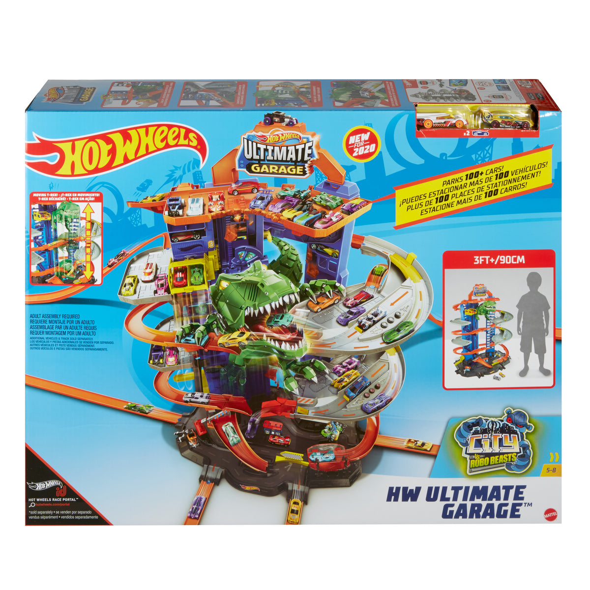 Hot Wheels Robotik T-rex Ultimate Garaj, 100'den Fazla Aracı Kolayca Saklayabilir GJL14