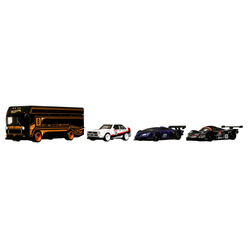 Hot Wheels® Premium Collector sergilenmeye uygun setler, 3 araba ve 1 tır