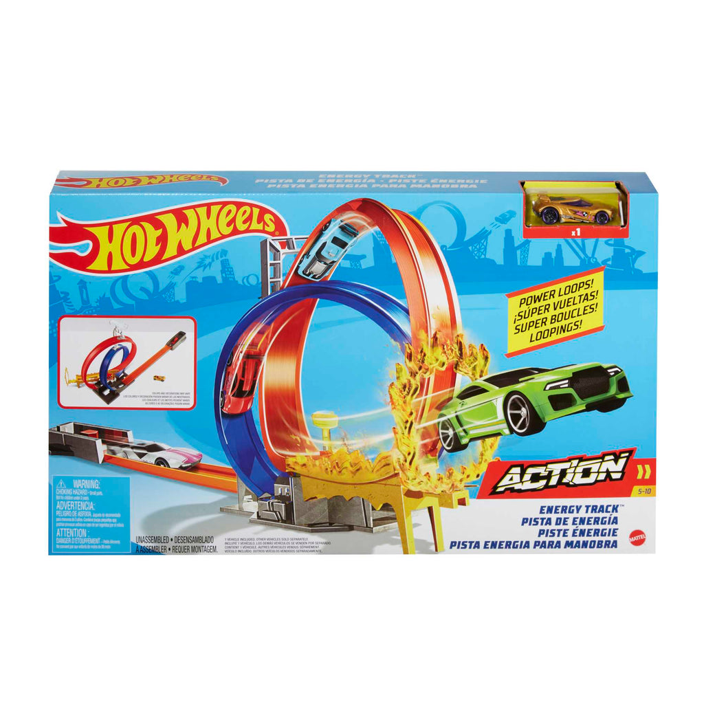 Hot Wheels Enerji Pisti Yarış Seti, Çift Çember ve 1 Hot Wheels Arabası İçerir, 5 Yaş ve Üzeri İçin GND92