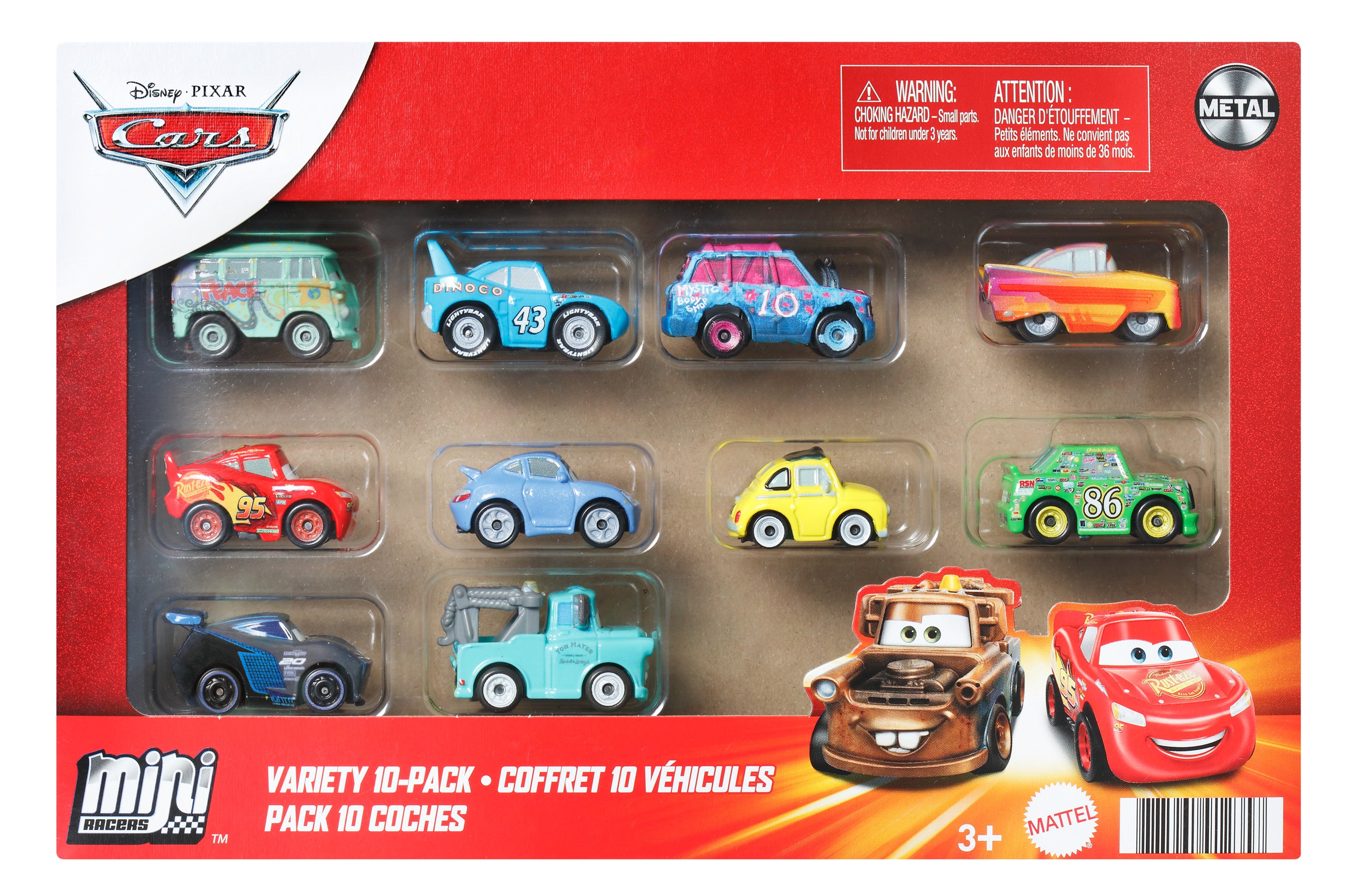 Disney Pixar Arabalar Mini Racers 10'lu Metal Araç Seti