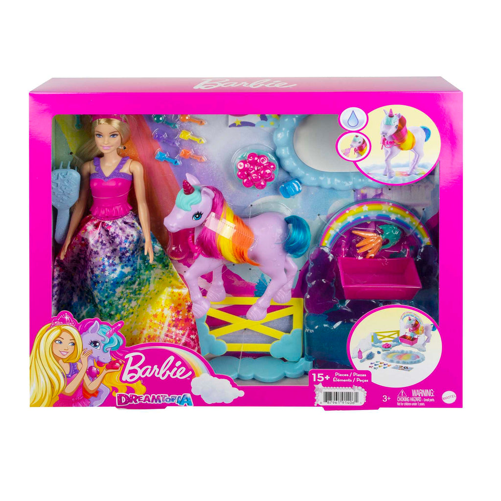 Barbie™ Dreamtopia Oyun Seti, Barbie® Bebek, Tek Boynuzlu At ve Renk Değiştiren Tuvalet