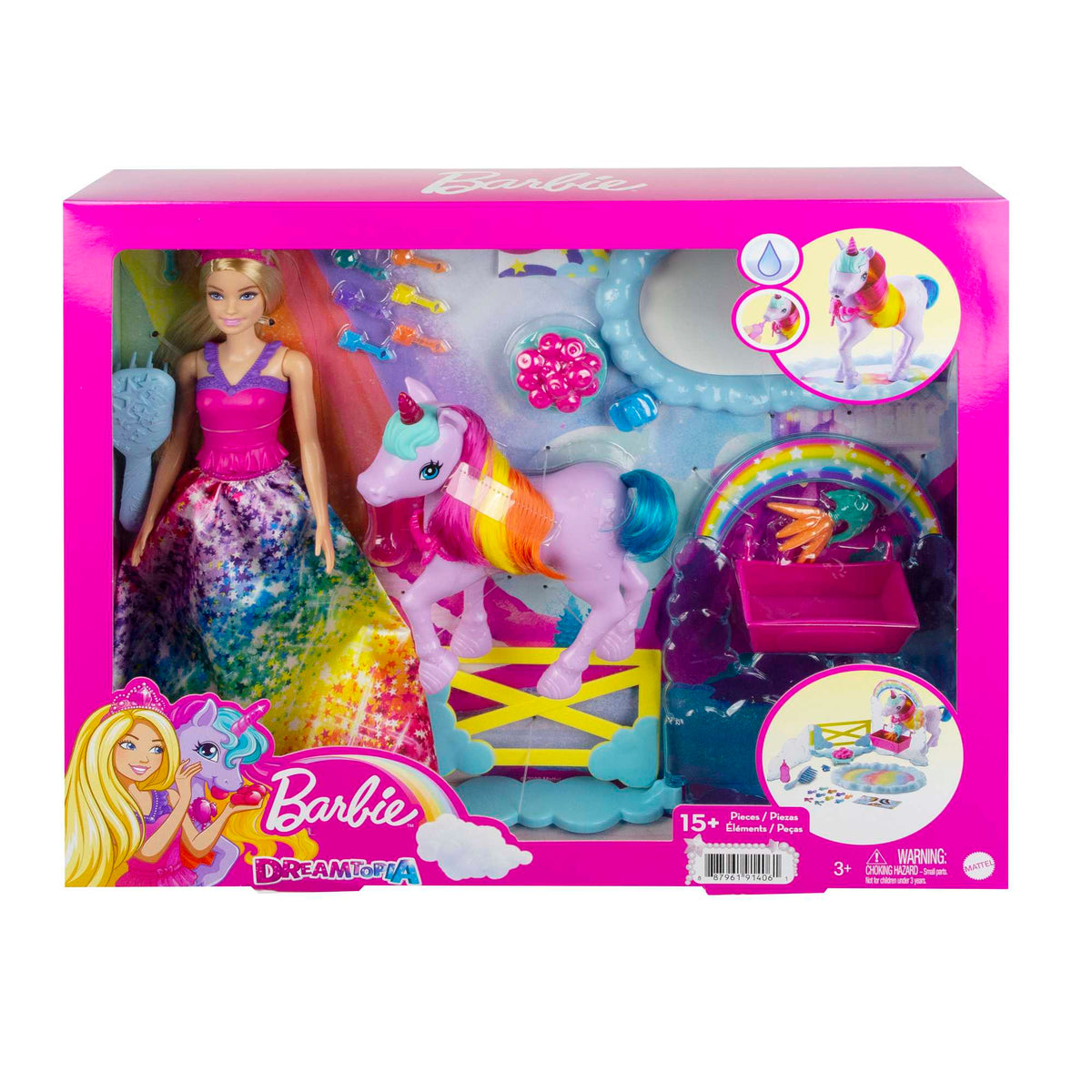Barbie™ Dreamtopia Oyun Seti, Barbie® Bebek, Tek Boynuzlu At ve Renk Değiştiren Tuvalet