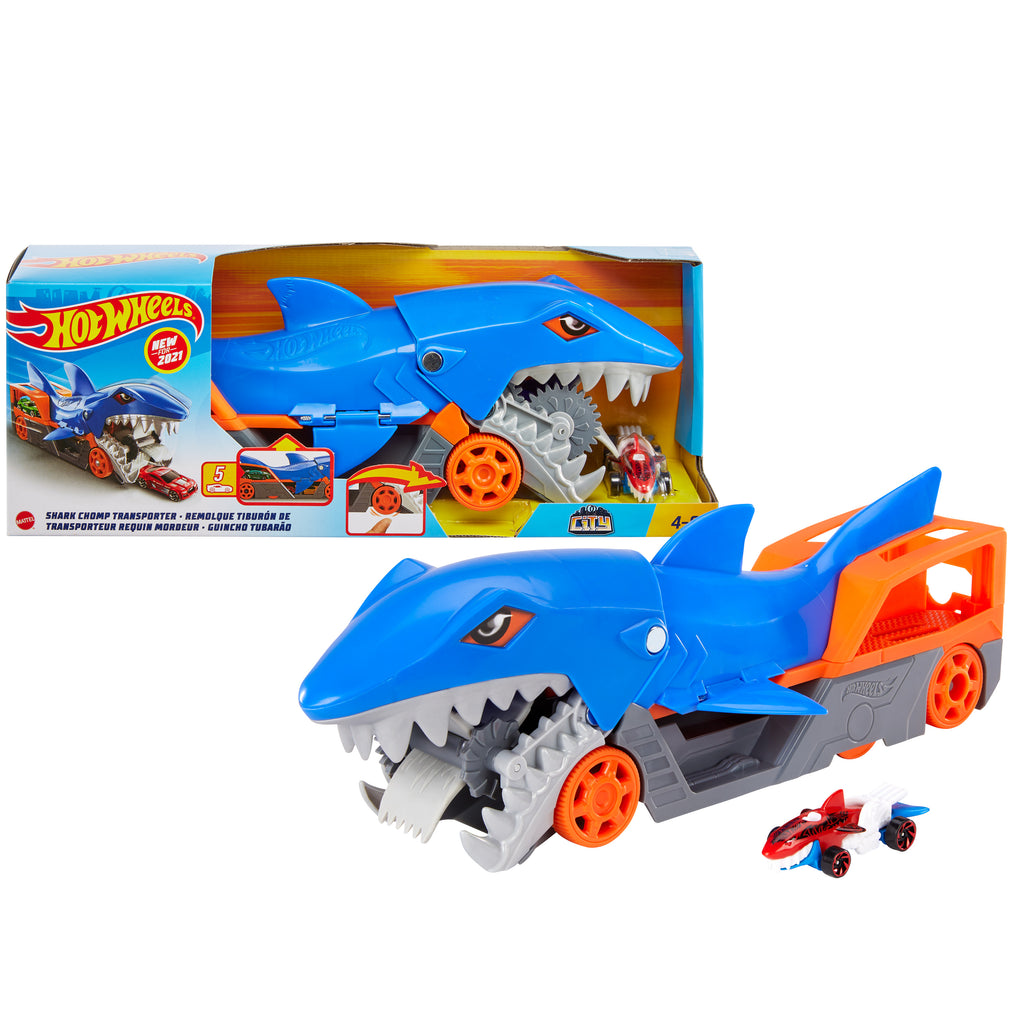 Hot Wheels Köpek Balığı Taşıyıcı Oyun Seti – 1:64 Ölçekli Araba Dahil, 4-8 Yaş