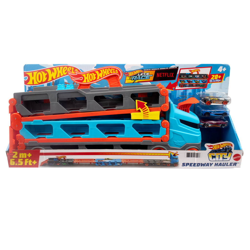 Hot Wheels Sürat Pistli Tır - 3 Adet 1:64 Ölçekli Araba Dahil, 2m Pist, 4-8 Yaş GVG37