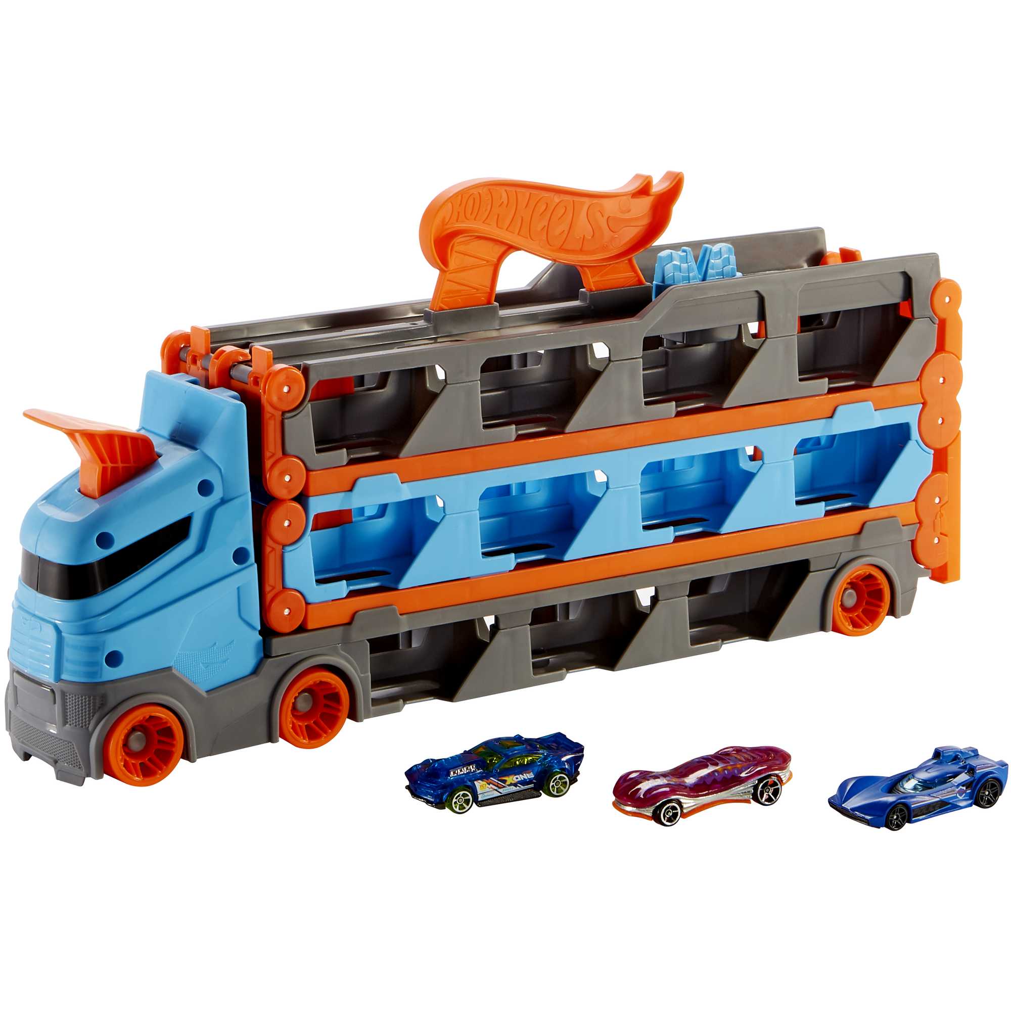 Hot Wheels Sürat Pistli Tır - 3 Adet 1:64 Ölçekli Araba Dahil, 2m Pist, 4-8 Yaş GVG37