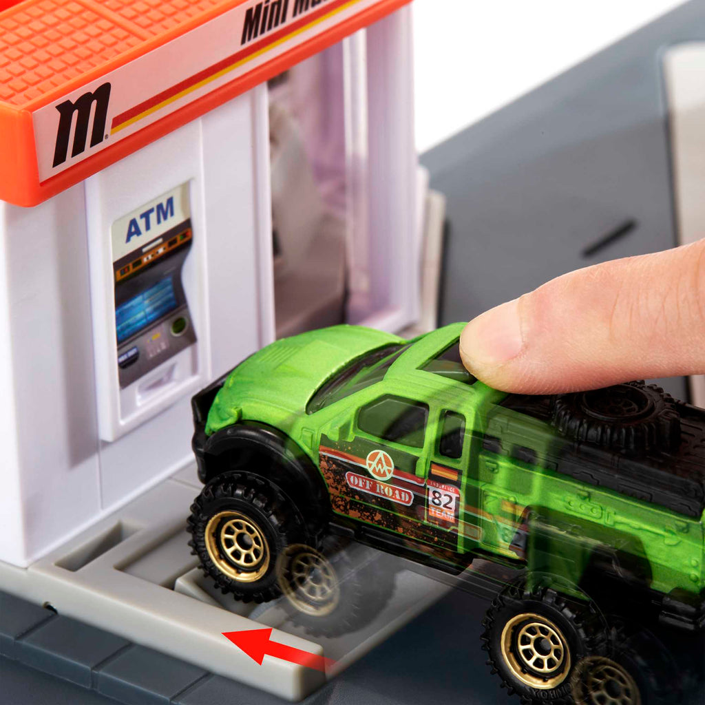 Matchbox Aksiyon Sürücüleri Benzin İstasyonu Oyun Seti, 1:64 Ölçekli 1 Adet Araç ve Basarak Çalıştırılan Benzin Pompası İle GVY84