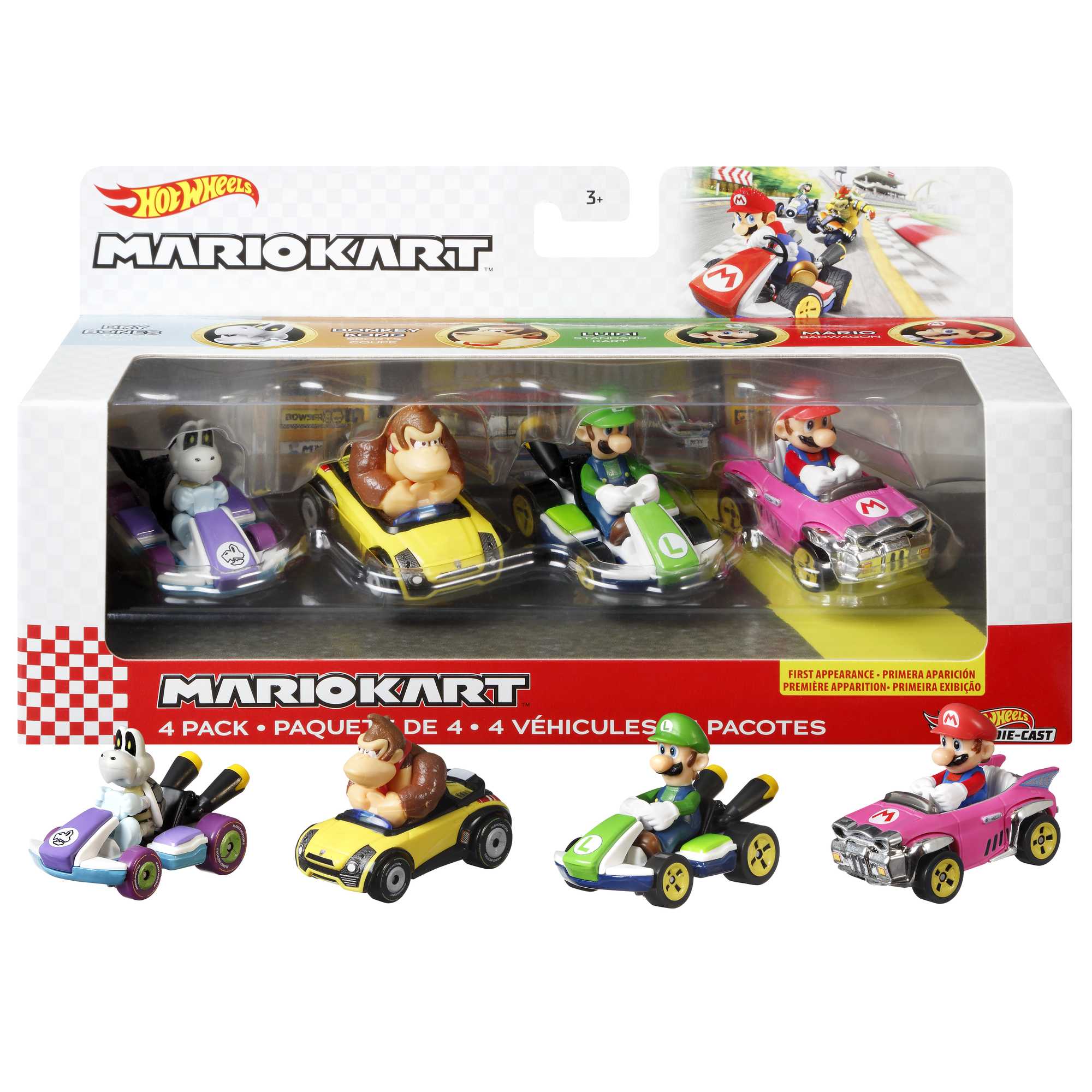 Hot Wheels Mario Kart 4'lü Araç Seti (Seri 1)