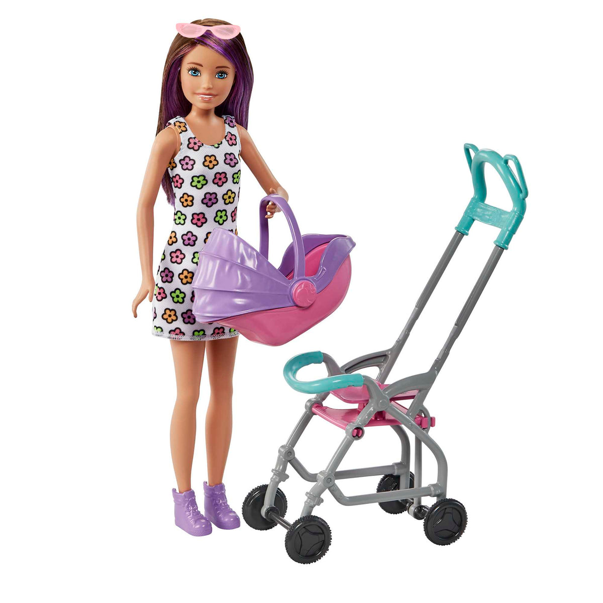 3 yaş ve üzeri çocuklar için Barbie® Skipper™ Bebek Bakıcısı™ oyun seti, bebek ve bebek arabası