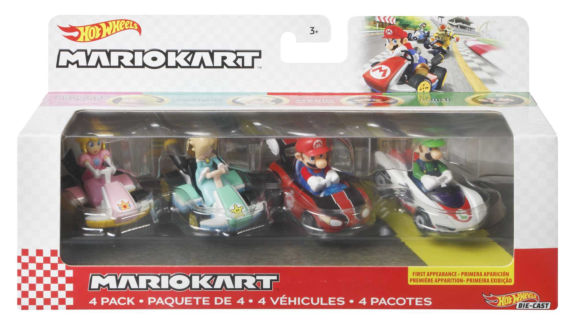 Hot Wheels Mario Kart 4'lü Araç Seti (Mario, Luigi, Peach, Rosalina)