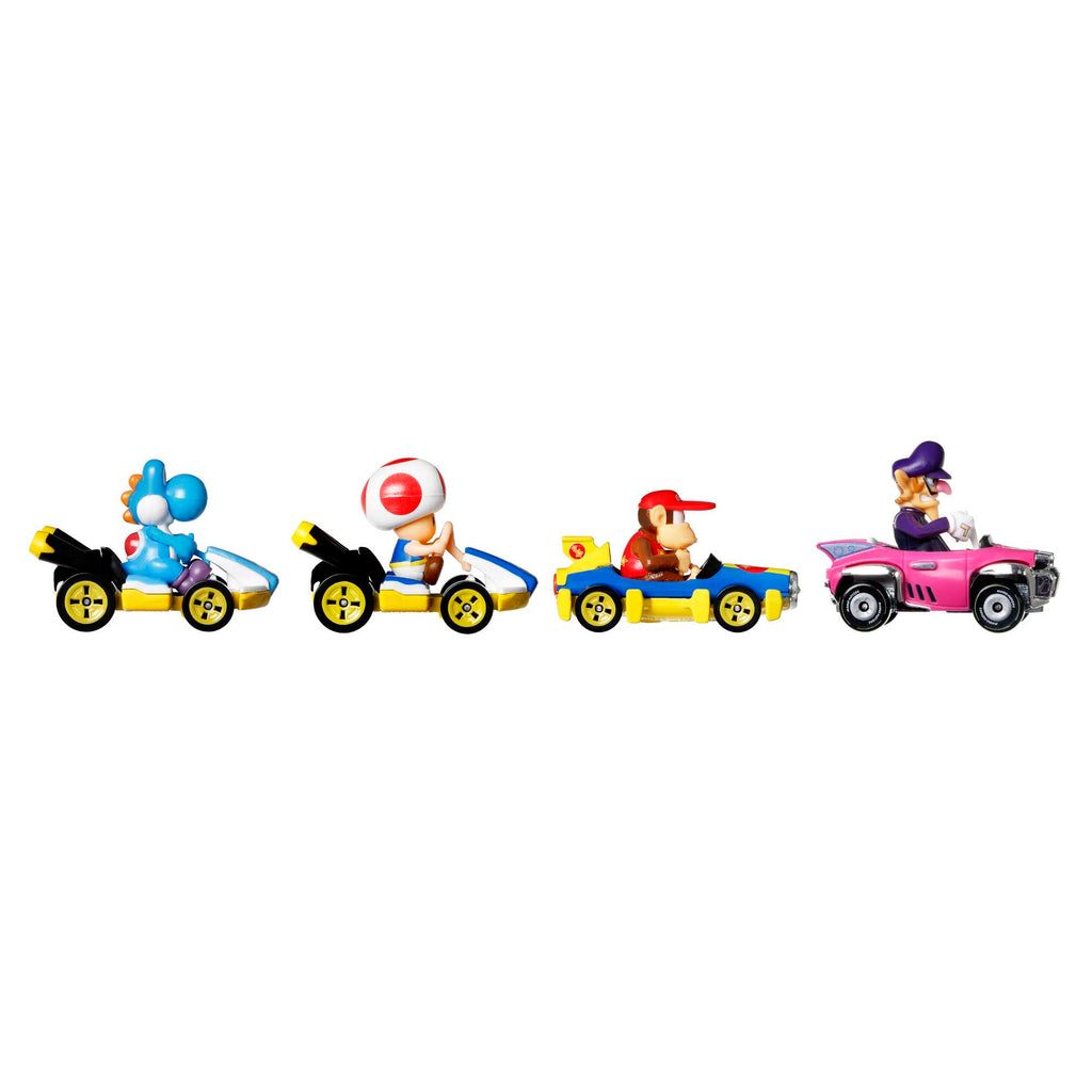 Hot Wheels Mario Kart 4'lü Araç Seti (Diddy Kong, Waluigi, Yoshi, Toad)