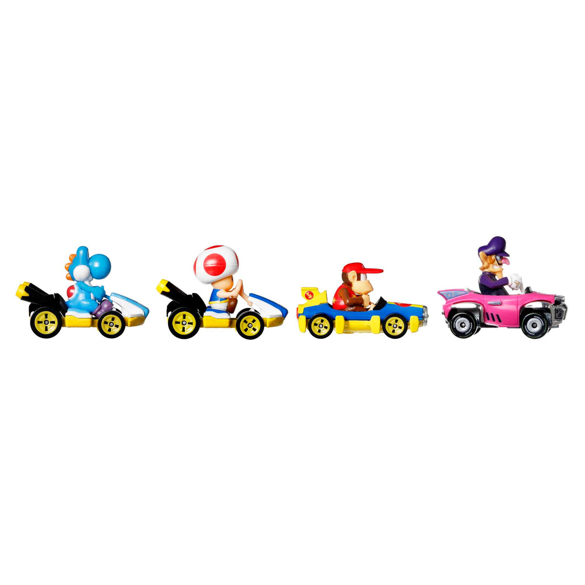 Hot Wheels Mario Kart 4'lü Araç Seti (Diddy Kong, Waluigi, Yoshi, Toad)