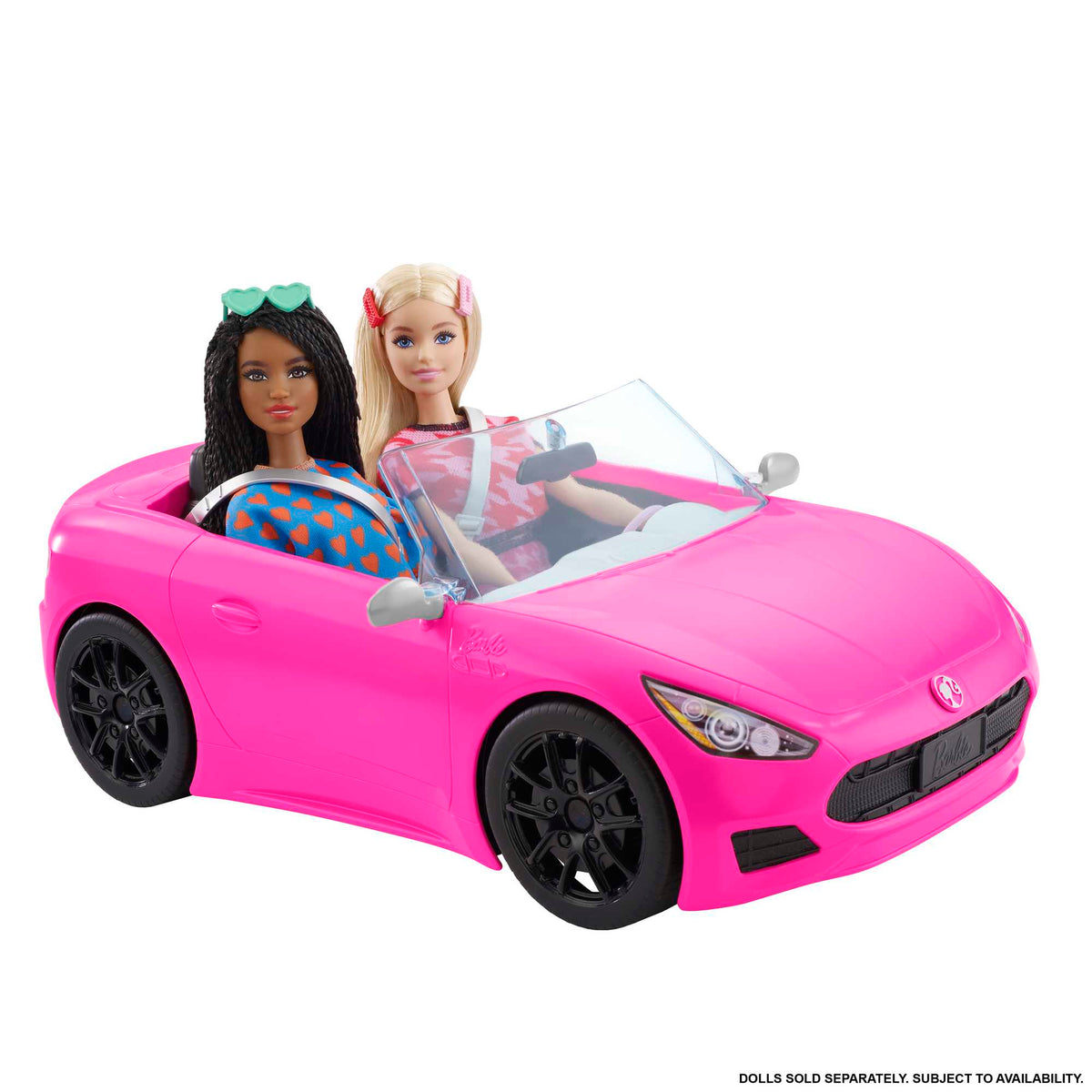Dönen tekerlekleri olan, 2 kişilik, üstü açık Barbie® Araç, 3-7 yaş arası çocuklar için