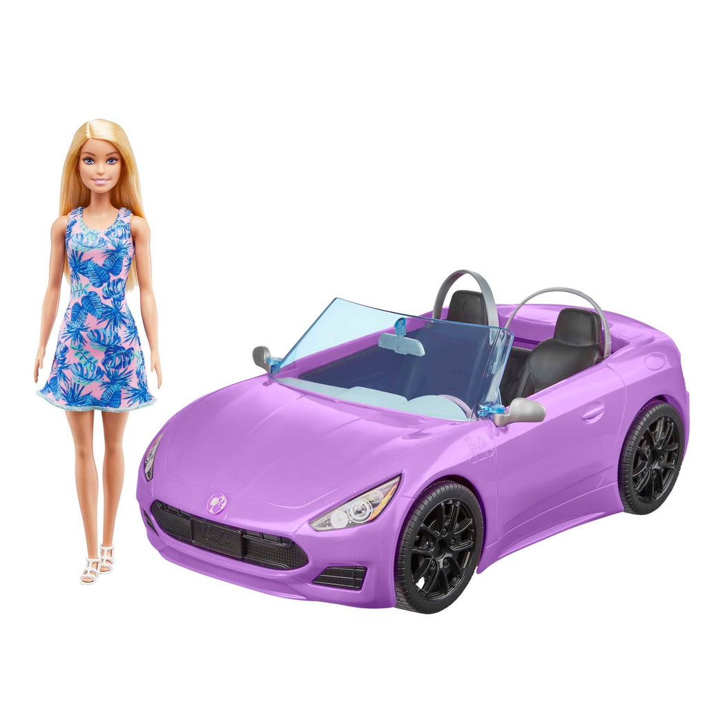 Barbie Bebek ve Mor Cabrio Arabası