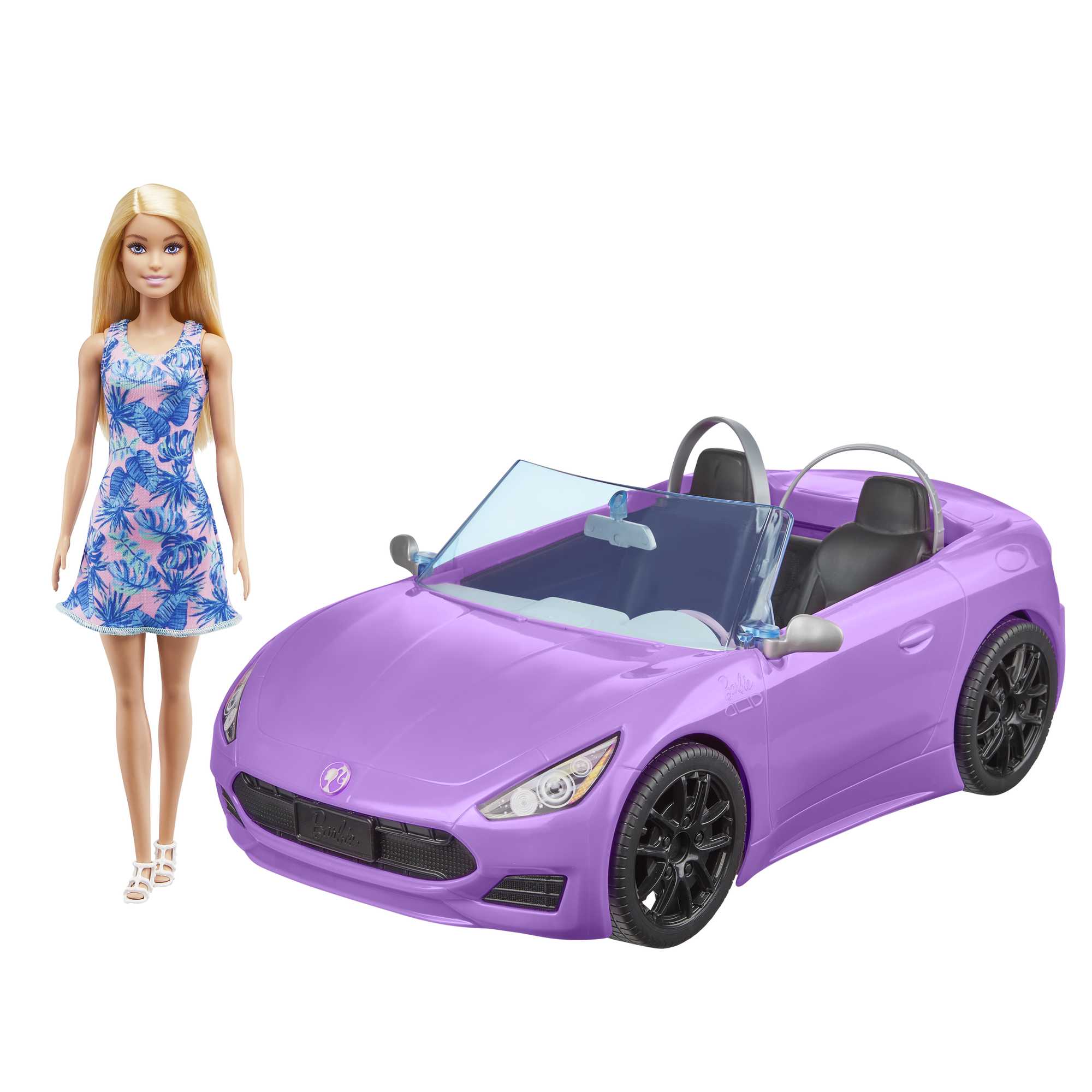 Barbie Bebek ve Mor Cabrio Arabası