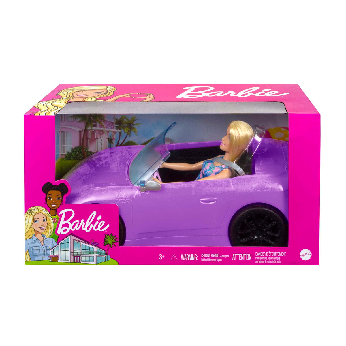 Barbie Bebek ve Mor Cabrio Arabası