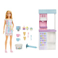 Barbie® Dondurma Dükkanı Oyun Seti, 30 cm sarışın bebek, dondurma yapabilme özelliği ve gerçeğe uygun oyun aksesuarları
