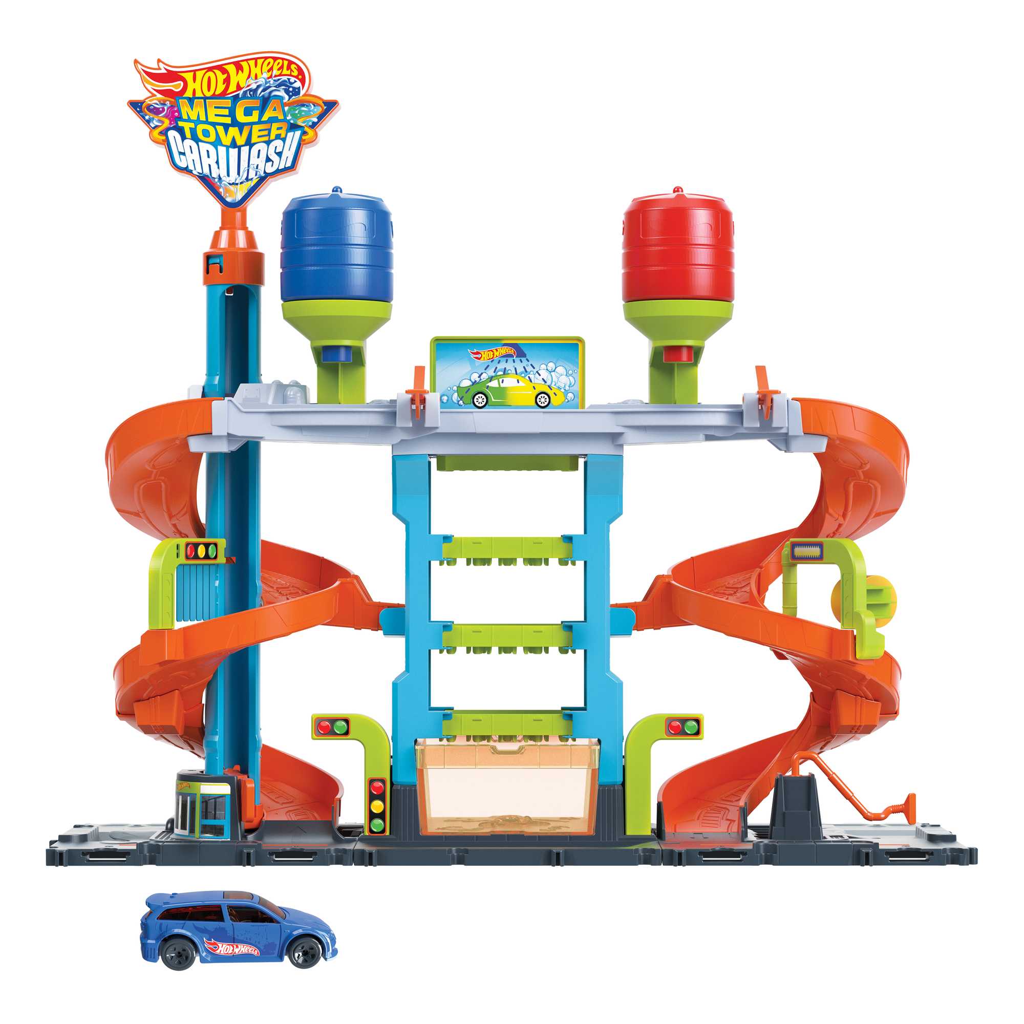 Hot Wheels™ City Mega Araba Yıkama ile 1 adet Renk Değiştiren Arabalar™ aracı, çocuklar için oyuncak